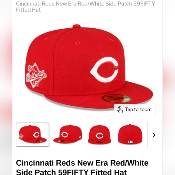 Cincinnati Reds New Era  Red/White Side Patch 59FIFTY Fitted Hat, Size 7… - Picture 9 of 10